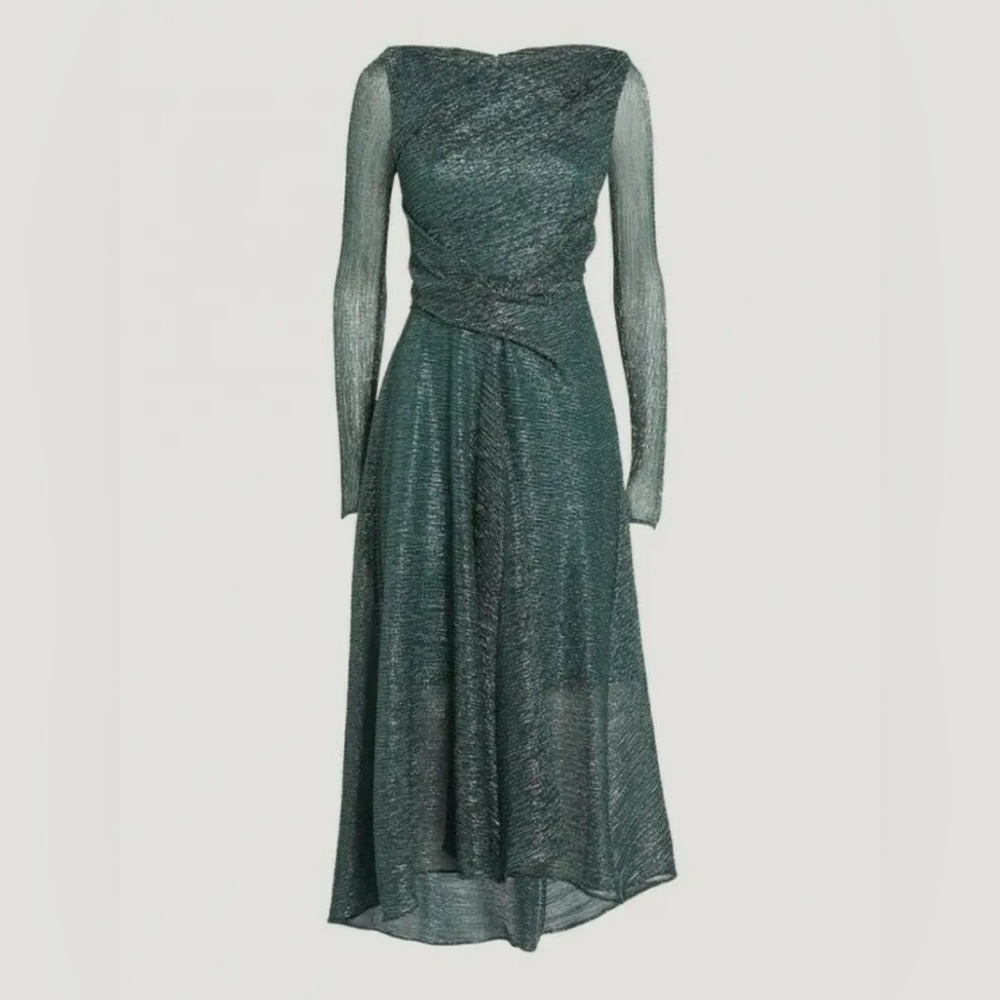 Talbot Runhof Women's Matrix Metallic Long-Sleeve Cocktail Dress, Size 34